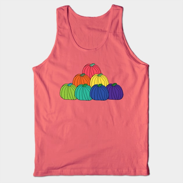 Rainbow Colored Pumpkin Pile Tank Top by ellenhenryart